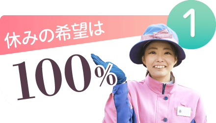 休みの希望は100%